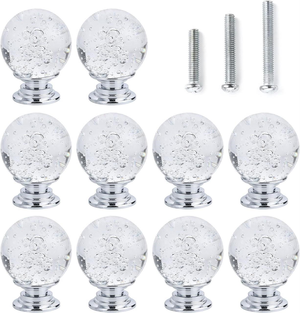 12 PCS Crystal Cabinet Knobs Round Glass