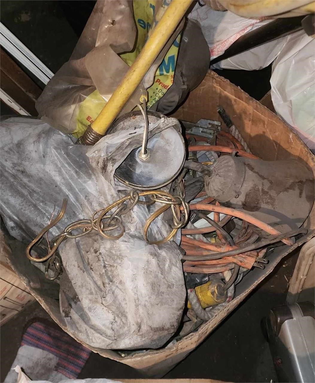 Box of extension cords/rope/misc.
