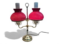 Vintage double light brass student lamp