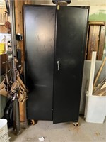 Large Black Metal Storage Shelving Unit w/ Doors