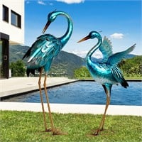Blue Heron Metal Birds Yard Art