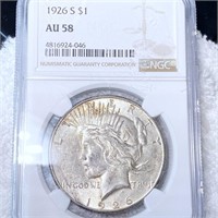 1926-S Silver Peace Dollar NGC - AU58