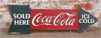 Vintage sign, Coca Cola painted metal sign, good