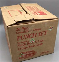 Jeanette Glass Fruit Design Punch Set in Box