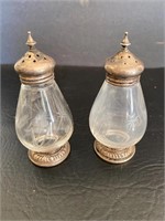 Sterling & etched glass salt and pepper shakers
