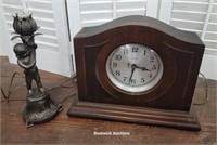 Retro Elec Clock & Figural Lamp - Both Found In