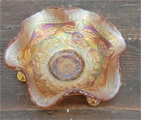 Footed Carnival Glass Bowl