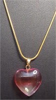 Glass Heart pendant with 24-in chain