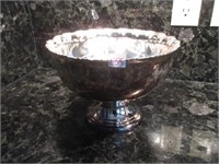 silver plated fruit bowl .