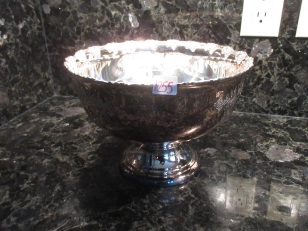 silver plated fruit bowl .