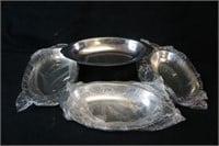 Set of 4 Stainless Steele Oval Serving Dishes