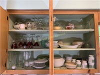 Glassware and china in upper cabinet