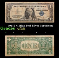 1957B $1 Blue Seal Silver Certificate Grades vf++