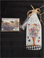 New-Monet Playing Cards & Cheese Board w/ Knife