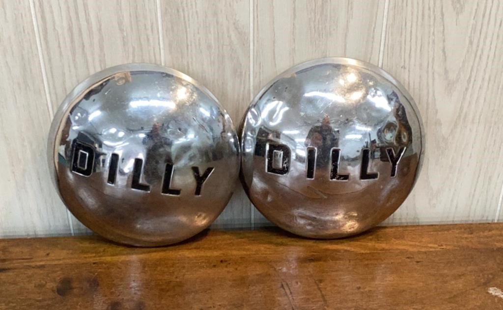 Pair 1950/60’s Dilly Camper Trailer Hubcaps
