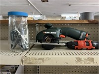 Clamps, grinder, and electric screw driver
