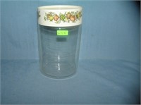 Vintage vegetable decorated glass container