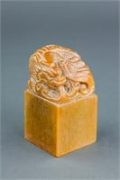 Chinese Shoushan Stone Carved Dragon Seal
