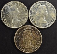 1961-1963 SILVER CANADIAN DOLLARS