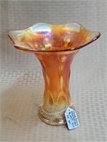 7 3/4" Orange Carnival Bud Glass Vase