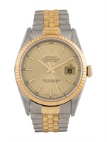 18k Gold Rolex Datejust Gold Dial Watch 36mm