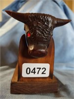 Antique Ruby Eyed Bull Head Pipe w/Stand