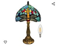 Tiffany Style Table Lamp 8" Teal Dragonfly S