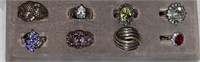 LOT OF 8 STERLING SILVER RINGS