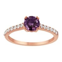 10K Rose Gold Diamond and Gemstone Halo Ring