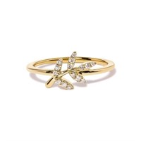 10K Gold Diamond Leaf and Branch Ring