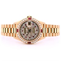 Rolex DateJust 18K Ruby & Diamond Pave 26 Watch