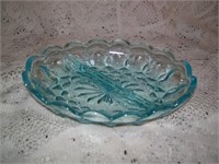 BLUE GLASS DIVIDED DISH