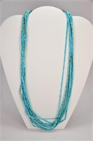 26" 10-Strand Turquoise Heishe Necklace
