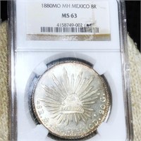 1880 Mexican Silver 8 Reales NGC - MS63