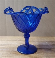 Fenton Cobalt Blue Art Glass Pedestal Bowl