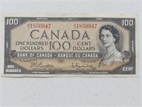 1954 BANK OF CANADA $100 BANK NOTE