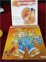 2 Floor Jigsaw Puzzles - Scarecrow & Turkey