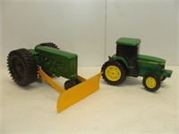 Two Tractors - One with Snow Blade - Other is a JD
