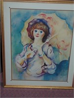 CHALK GIRL IN FRAME SIGNED ALFIM OR ALFIU