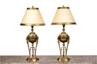 PAIR OF TWO-TONED BRONZE TABLE LAMPS