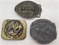 (NO) 3 Belt Buckles including Wyoming, and End of