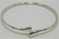 Sterling Silver Bangle Teardrop Twist Bracelet -