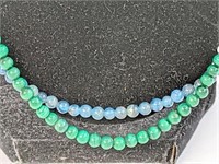 (2) MALACHITE BEAD NECKLACES