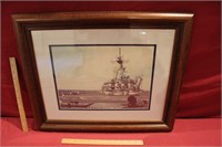Framed & Matted US Navy Ship Main Guns