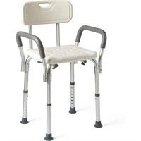 $90  Medline Shower Chair  Wht  Hgt Adj.  350 lbs.
