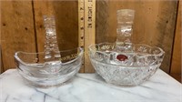 2 oblong crystal baskets