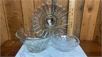 Heavy crystal platter and bowls