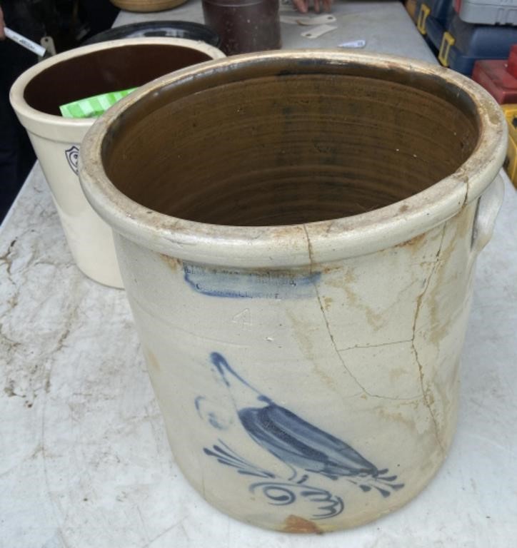 Clay pots (sold as is, large one is cracked)