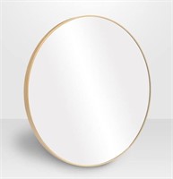 Medium Round Satin Gold Hooks Contemporary Mirror