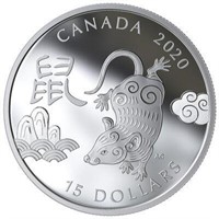 RCM 2020 Fine Pure Silver $15 Coin Year of The Rat